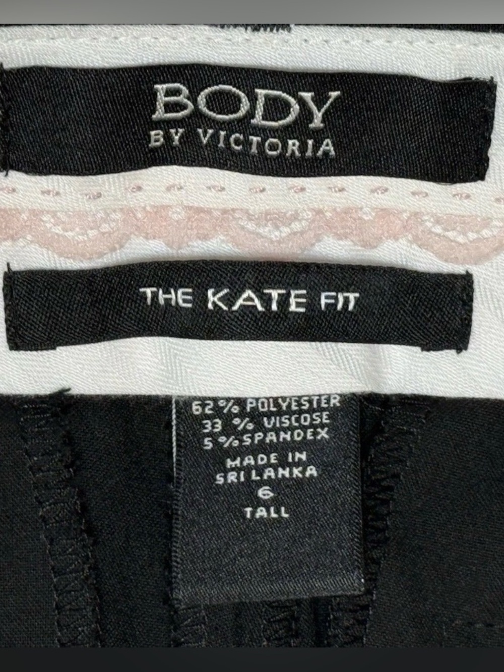 Y2K Victoria Secret Body By Victoria Kate Fit Sz 6T Flare Dress Pant Black 32x32 - Picture 5 of 5